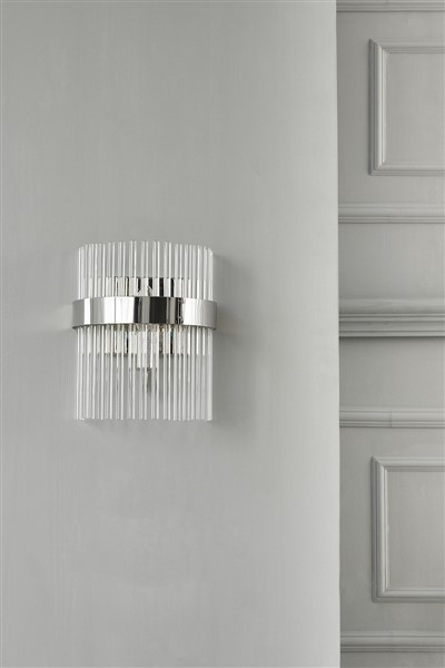 (image for) Laura Ashley Alexa Wall Light Polished Nickel & Glass Rods